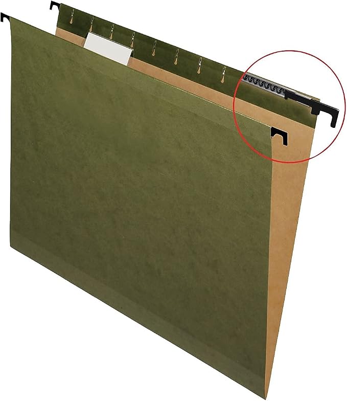 Pendaflex SureHook Reinforced Hanging Folders, Letter Size, Standard Green, 20 per Box (8-1/2 x 11)