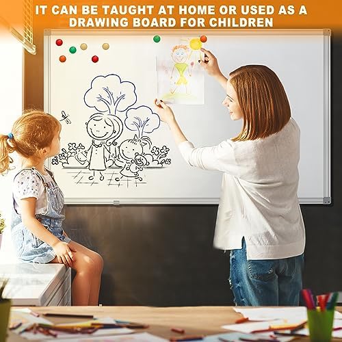 H-Qprobd Dry Erase Board for Wall 60"x40" Aluminum Presentation Magnetic Whiteboard with Long Pen Tray, Wall-Mounted White Board for School, Office and Home