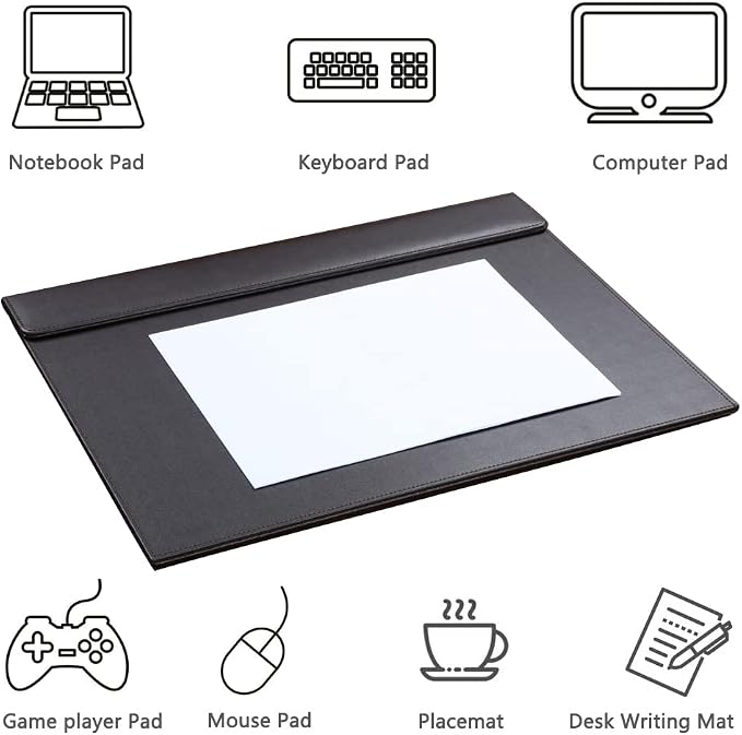 18''x14'' Large Rectangle A3 Desk Writing & Drawing Desk Pad &Board Table Protector Mat with Paper Clip on Top Brown