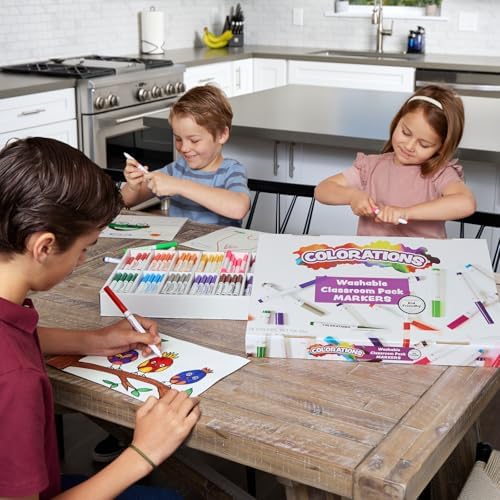 Colorations Washable Markers, Set of 256, 16 Colors, Non-Toxic | Bulk Art Supplies for Kids, Classroom Coloring Kit, Crafting Materials
