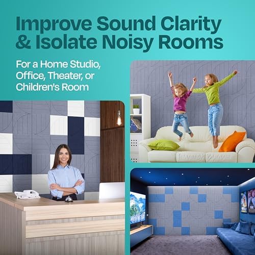 Acoustic Panels 12-Pack Soundproof Wall Panels 12"x12"x0.4" Decorative Sound Dampening for Your Home, Office, Studio, Bedroom & More with Unique ModuArc Carving [Dusky Gray]