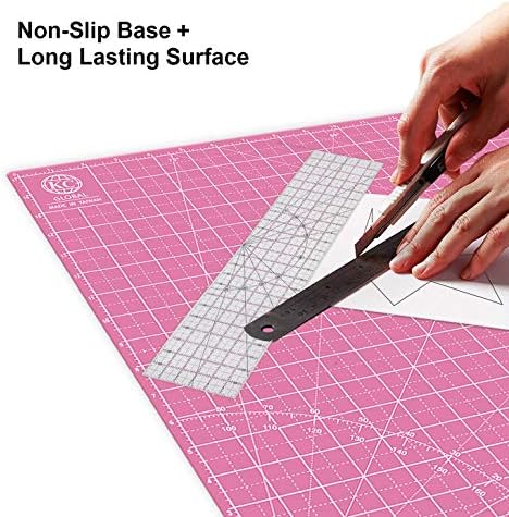 KC GLOBAL A2 (24"x18") Self-Healing Cutting Mat (Pink) - Sturdy, Reversible, Eco-Friendly, Non-Slip. Premium Desk Mat for Crafters, Quilters, and Hobbyist