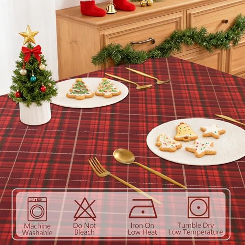 DWCN Christmas Checkered Tablecloth, 54 x 80 Inch, Rectangular, Red