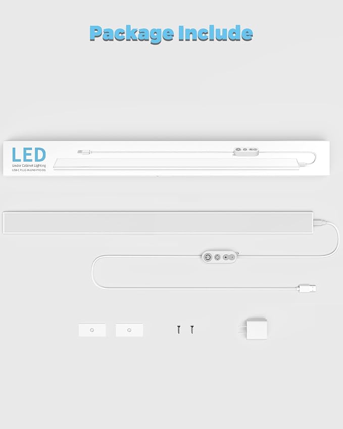 ASOKO 24 Inch Under Counter Light 3 Color 900LM Kitchen Desk Lamp | ASOKO 24" Under Desk LED Light, 3 Color 900LM Plug in Workbench Counter Light for Kitchen Sink Desk