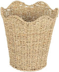 Household Essentials Woven Wastebin with Scalloped Edge, Natural