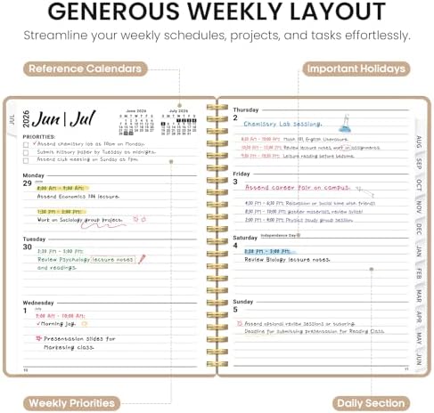 Taja Planner 2026-2027, 8.5" x 11" Calendar Planner, Jul 2026-Jun 2027 | Letter Hardcover Weekly & Monthly Academic Year Planner, Large Planning Agenda With Tabs, School & Office Supplies, Oat Brown