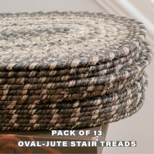 Homespice Flint Hill Jute Braided Stair Treads, Oval 8x28 Set of 13