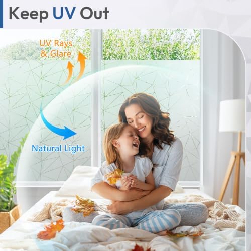 rabbitgoo Static Cling Window Privacy Film, Clear Triangle, 23.6" x 157.4"