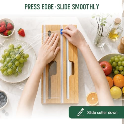 Storage Bag Organizer for Kitchen Drawer, 5-Slot, Bamboo