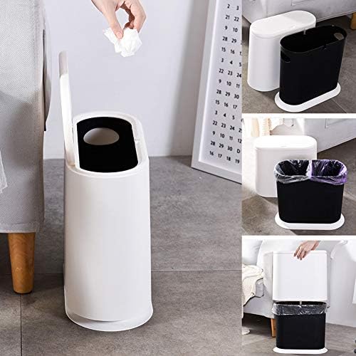 Sooyee 10L Rectangular Plastic Trash Can, Cream White