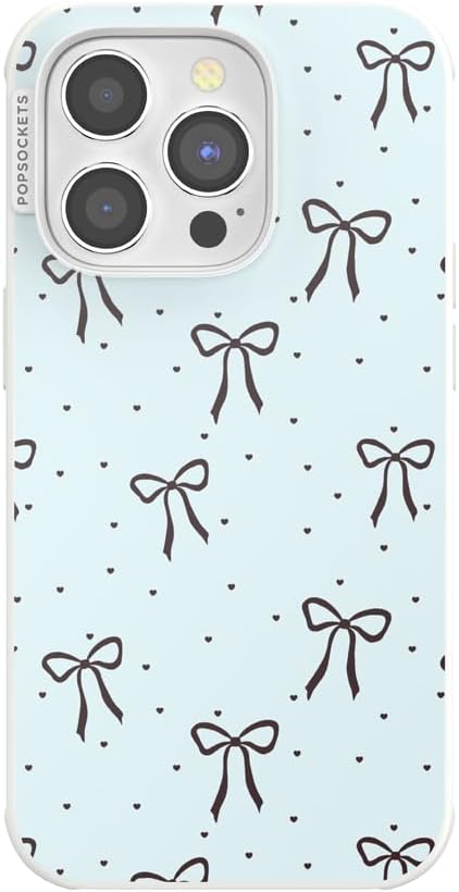 PopSockets iPhone 14 Pro Phone Case with MagSafe- Tiny Bows | Magnetic, Wireless Charging, Camera & Drop Protection, Bow, Phone, Women