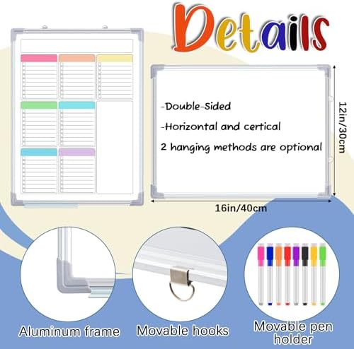 Lincia 16" x 12" Magnetic to Do List Whiteboard, Weekly Planner, Pleochroic