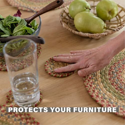 Homespice Azalea Braided Coasters for Primitive Decor, Round 4" Set of 6