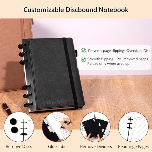 Yoment Leather Notebooks for Work Refillable 224 Page Lined Journal for Men