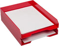 JAM PAPER Stackable Paper Trays - Red - Desktop Document, Letter, & File Organizer Tray - 2/Pack