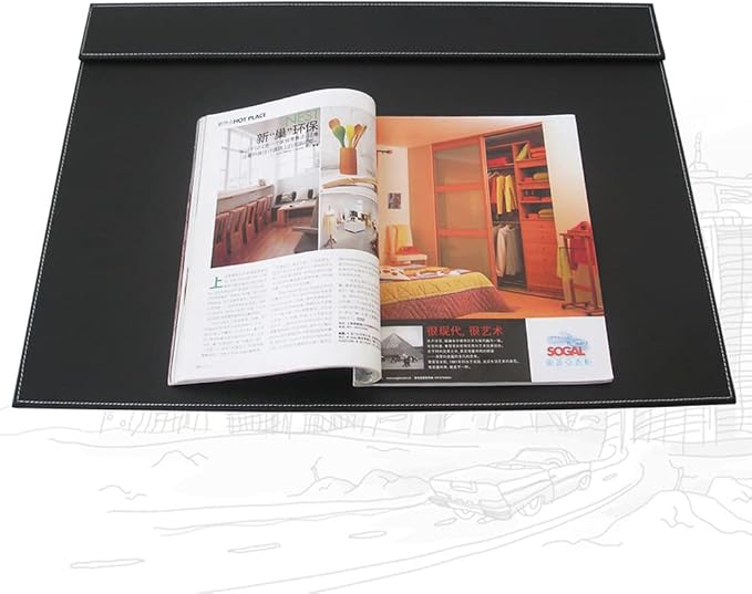 Ultra-Smooth PU Leather Desk Pad & Mat Office Desk Drawing & Writing Board A3/ A4 File Paper Clip Table Protector Mat on Top Large 24''x18'' (Brown)