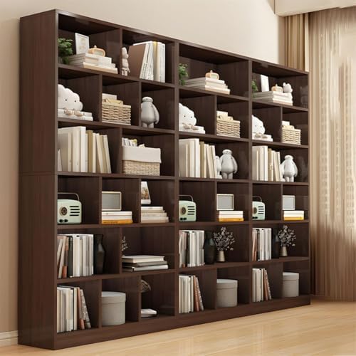 Closed Back Cabinet Wood Standard 9.5'' Wide Bookcase Bookshelf Storage Rack Multi-Layered Storage Shelf Cabinet Display Unit Integrated Against the Wall Black Oak 47.2" L x 9.4" W x 70.9" H