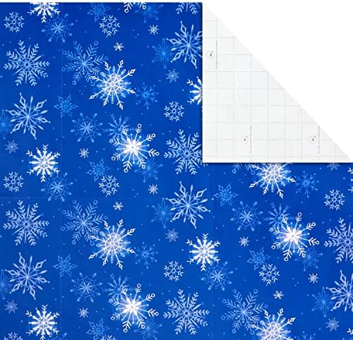 Hallmark Recyclable Flat Wrapping Paper Sheets with Cutlines on Reverse (12 Folded Sheets with Sticker Gift Tags) Winter Blue Plaid, Trees, Navy Blue, Light Blue, White, Gray (0005EW 1016) (Pack of 2)