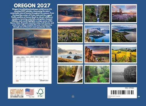 Oregon Calendar 2027 Monthly Wall Calender 12 Month