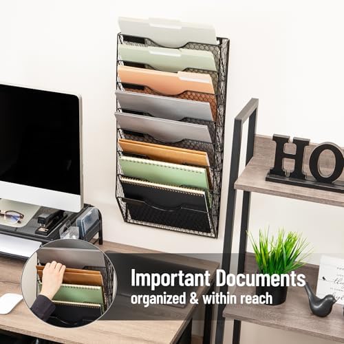 Mind Reader Wall Mounted File Organizer, Black