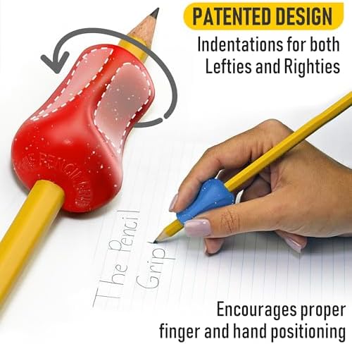 The Pencil Grip Glitter Pencil Grippers 6 Pcs, Pencil Grips for Kids Handwriting, Ergonomic Pen Grip for Righties & Lefties, Pencil Holder for Kids, Toddlers, Adults, Writing Tool with Finger Cushion