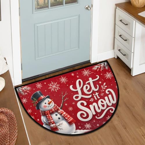 Christmas Half Round Door Mat Welcome Entrance Rug Outdoor Indoor A2