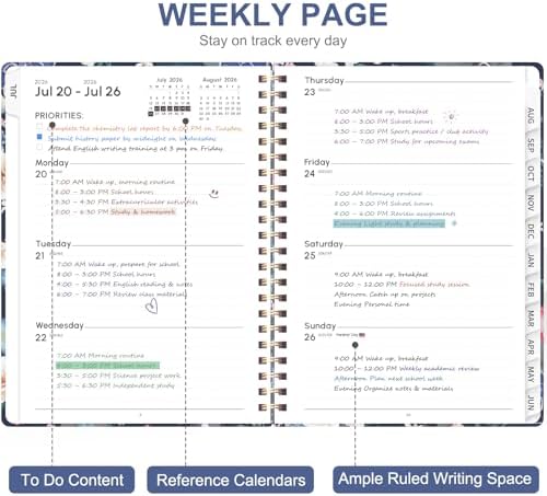 Planner 2026-2027, Weekly and Monthly Academic Planner, July 2026 - June 2027, Hardcover Calendar Agenda Book for School Year Planning, School Supplies for Teacher and Student, A5(6.3'' x 8.5'')