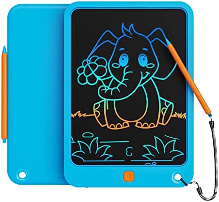 LCD Writing Tablet 10 Inch, Toys for 3 4 5 6 7 8 9 10 Year Old Boys Girls, Colorful Doodle Board Drawing Tablet, Gift for Boys Toddlers Age 3-12 Years, Memo Board, Drawing Pads with Lanyard(Blue)
