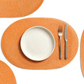 AHHFSMEI Placemats Set of 6 for Dining Table Washable Woven Non-Slip 18x12 inches Placemat Heat-Resistant Durable Table Mats for Dining Table Easy to Clean(Oval Orange,6)