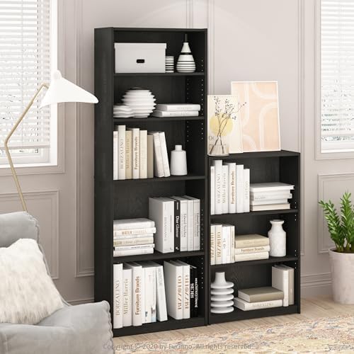 Furinno Jaya 5-Tier Book Shelf with Adjustable Shelves, Darkwood