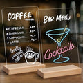 SELEAD Acrylic Clear Board Bar Signs with Wooden Stand - 2 Pack 8x12 Inch