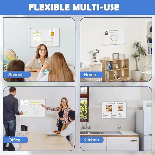 Double-Sided White Board Dry Erase Magnetic Whiteboard Wall 18x12 Silver