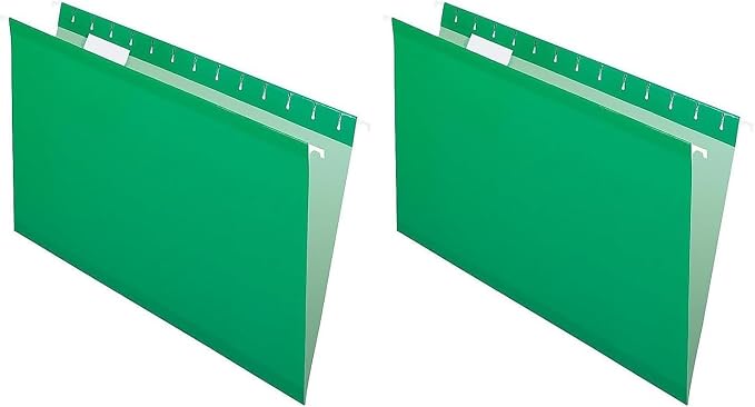 Pendaflex Reinforced Hanging Folders, Legal Size, Bright Green, 1/5 Cut, 25/BX (4153 1/5 BGR) (Pack of 2)