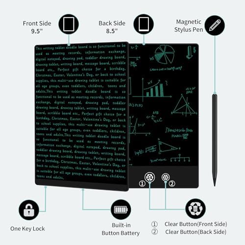 LCD Writing Tablet for Adult: Double-Sided 9.5&8in