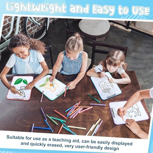 Seajan 4 Set Writing Slant Board with Stand, 15°-75° Desktop Whiteboard Dry Erase Clipboard 12x9 Inch Portable Reusable Handwriting Practice Teacher Office Supplies for Reading Drawing Studying