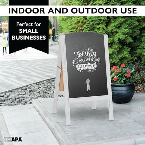 Ilyapa A-Frame Chalkboard Sidewalk Sign, 18x32 Inch - White, Sturdy