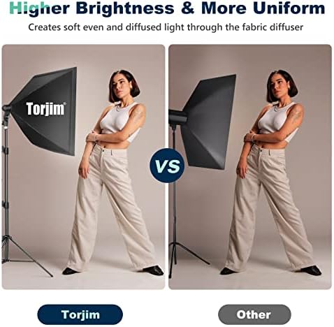 Torjim Softbox Photography Lighting Kit, 2Pcs 27" x 27" Professional Soft Box | 3000K-7500K 85W LED Bulbs with Remote, Photography Continuous Lighting Kit for Studio Lights, Portrait, Video Recording
