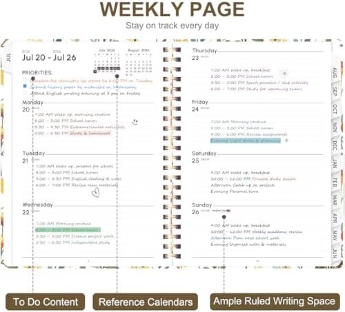Planner 2026-2027, Weekly and Monthly Academic Planner, July 2026 - June 2027, Hardcover Calendar Agenda Book for School Year Planning, School Supplies for Teacher and Student, A5(6.3'' x 8.5'')