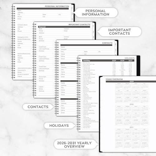 2026-2031 Monthly Planner/Calendar - 5 Year Monthly Planner, Jul. 2026 - Jun. 2031, 9" x 11", 5 Year Calendar Double-Side Pocket + Durable Polypropylene Cover