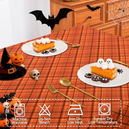 DWCN Autumn Checkered Tablecloth, 60 x 84 Inch, Plaid, Orange