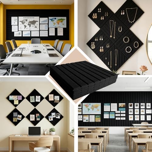 Large Felt Bulletin Board with Self-Adhesive | 6 Pack 36"x24" Cork Board Alternative | Notice Boards with 35 Pushpins, Secure and Easy to Install, Home Office Decor Classroom Decor - Black