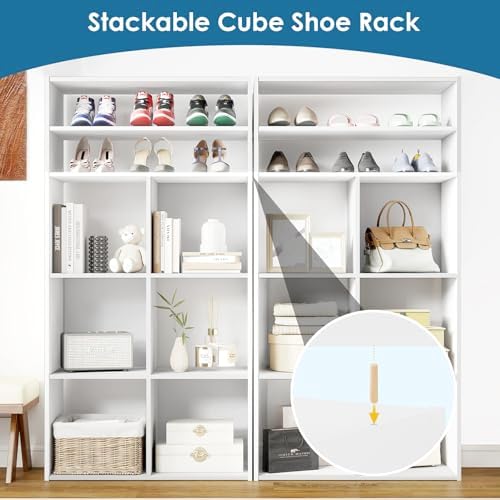 PrimeZone Stackable 6 Cube Storage Organizer with 2-Tier Shelves