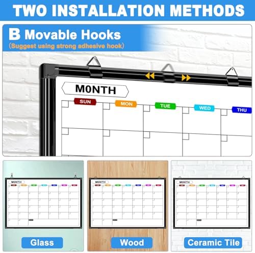 Dry Erase Calendar Whiteboard for Wall 36" x 24"