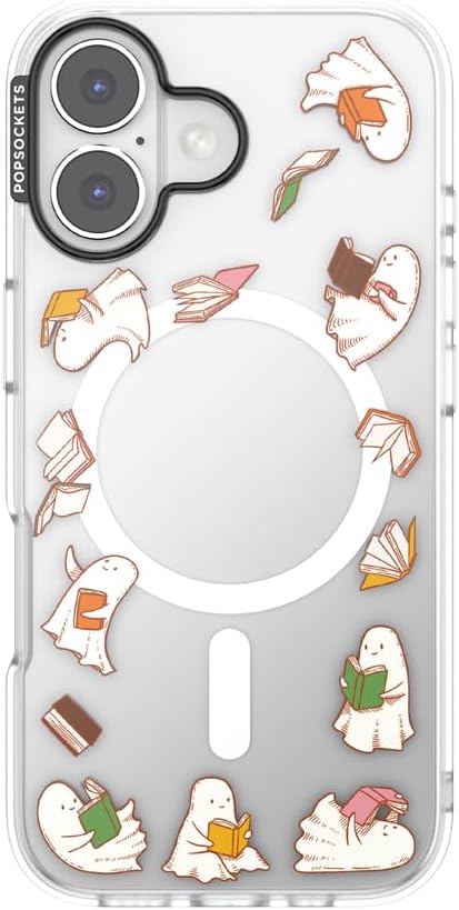 PopSockets iPhone 17 Phone Case with MagSafe- Spooky Book Club | Magnetic, Wireless Charging, Camera & Drop Protection, Witchy, Halloween, Horror