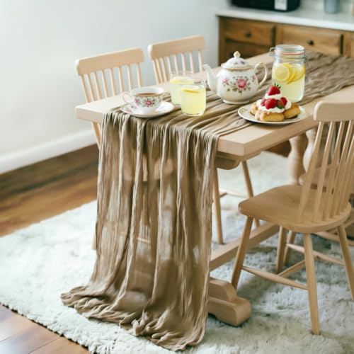 Nude Cheesecloth Table Runner Fall Boho Wedding Birthday Home Decor