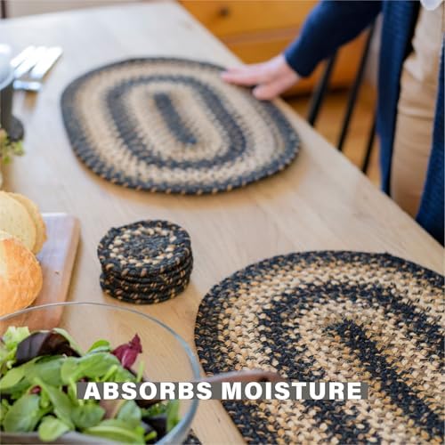 Homespice Kilimanjaro Jute Braided Coasters, Round 4" Set of 6