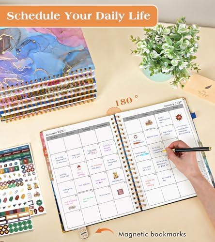 Academic Planner 2026-2027, Hardcover Weekly and Monthly Calendar Planner from July 2026 - June 2027, 6.1" x 8.2" A5 Daily Agenda with Tabs, College School Organizer for Student Teacher, Cosmic Tree of Life