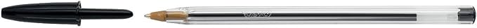 BIC Cristal Ballpoint Pen - Black - Pack of 4 Comfortable and Super-Durable Ballpoint Pens Medium Point (1.0 mm)