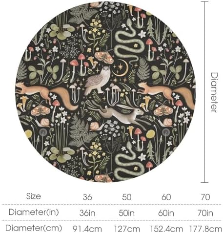 Retro Forest Curtains, Fairy Tale Woodland Wild Animals Moths Owl Snake Cartoon Flowers Mushroom Farmhouse Holiday Tablecloths for Home Kitchen Party Dinner Decor, 50x50in