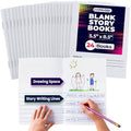 Hygloss Half Blank Books for Kids to Write Stories & Illustrate – Bulk 24 Pack – 5.5" x 8.5" A5 – Primary Journal for Grades K-2, Preschool/Kindergarten Notebook with Picture Space – 24 Pages, White